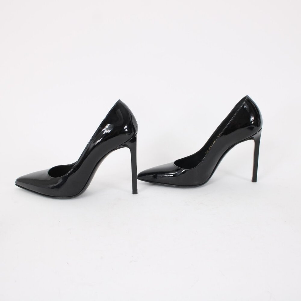 Saint Laurent ZOE Sz 35 Black Patent Leather 315534 4" Slim Square High Heels - Picture 8 of 14